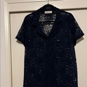 Wanderlux Navy Lace Top